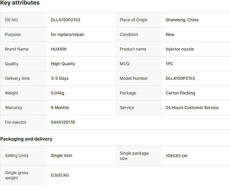 HUAXIN Nozzle DLLA150P2153