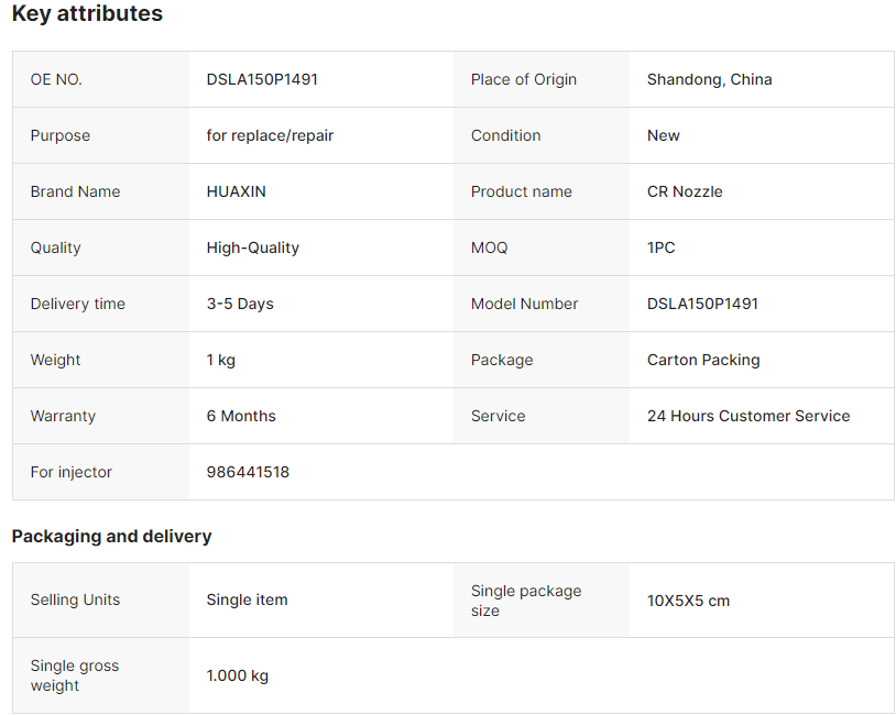 Injector Nozzles DSLA150P1491